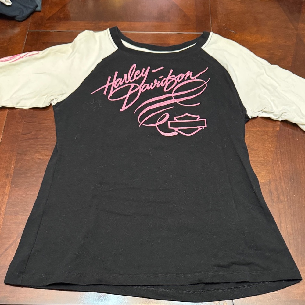 Harley-Davidson Black and White Raglan Shirt